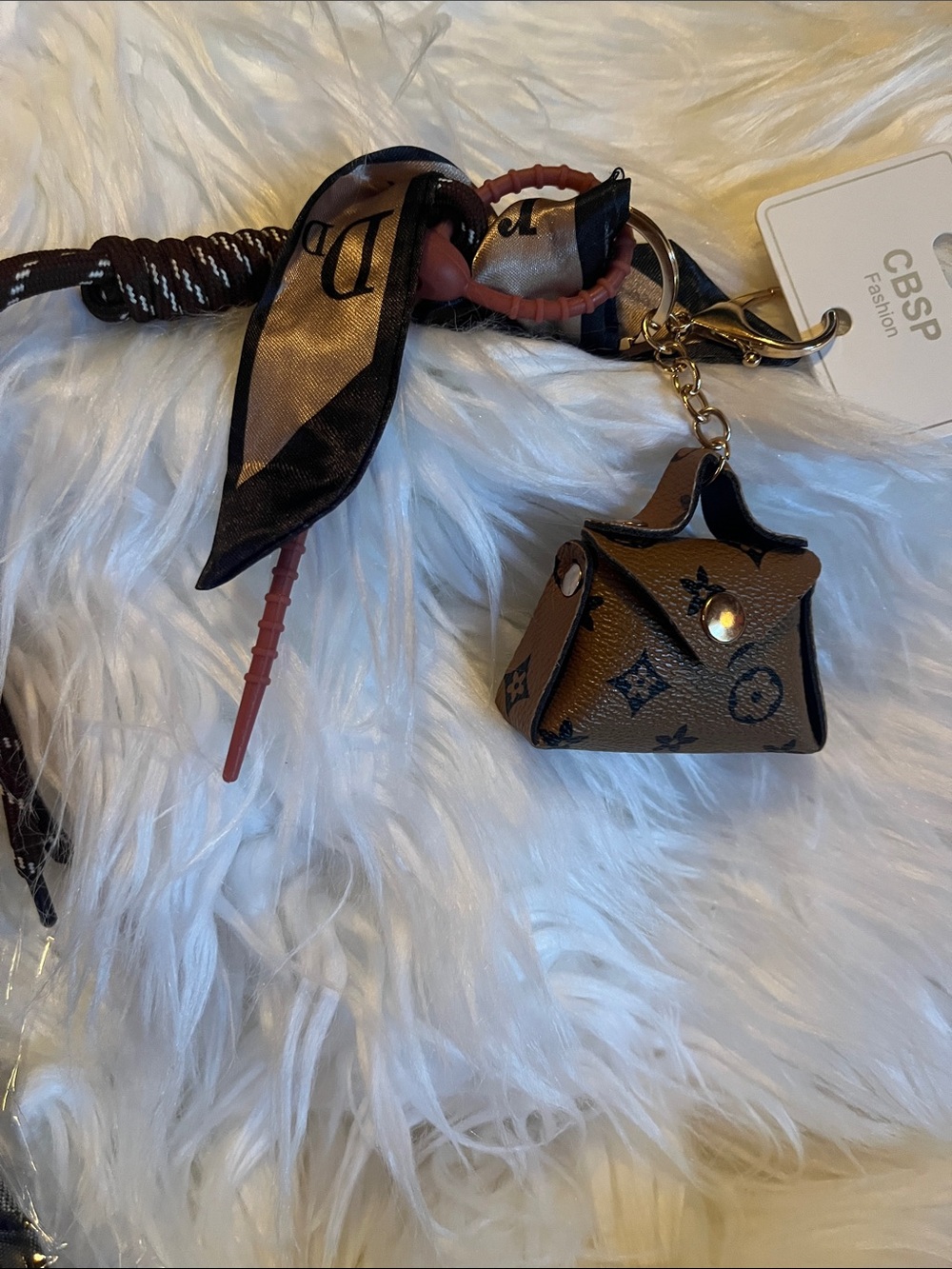 Brown Mini Purse Keychain Charm